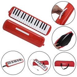 WINDMAX Red 32 Key Piano Style Melodica With Box Organ Accordion Mouth Piece Blow Key Board