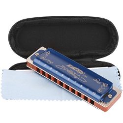 Professional Harmonica Blues Key of C 10 Hole 20 Tone Heavy Duty with Case & Cleaning Cloth  ...