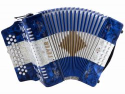 Fever F3112-BWB Button Accordion 31 Keys, 12 Bass on GCF Key, Blue, White and Blue