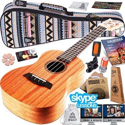 Ukulele Starter Kit (15-FREE-Bonuses) Mahogany Uke, Compression Sponge Case, Aquila Strings, Fel ...