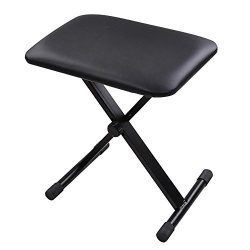 AW Adjustable Height Folding Keyboard Bench X-Style Padded Seat Chair Stool Portable Black