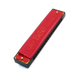 uxcell Child Bee Print 16 Holes Harmonica Mouth Organ Red