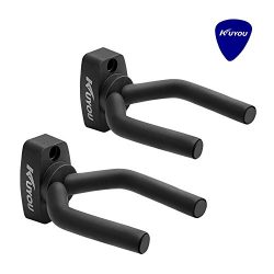 Guitar Wall Hangers Stands, KuYou Set of 2 Guitar Hangers with One Pick Keep Hook Holder Wall Mo ...