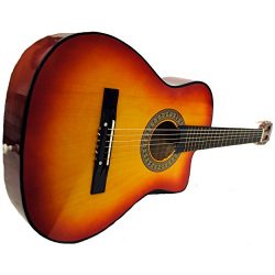 Shop4Omni Full Size Acoustic Country/Bluegrass Cutaway Guitar with Gig Bag (Cherry Sunburst)
