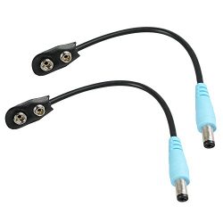 Mr.Power 9V Battery Clip Converter Power Cable Snap Connector 2.1mm 5.5mm Plug for Guitar Effect ...