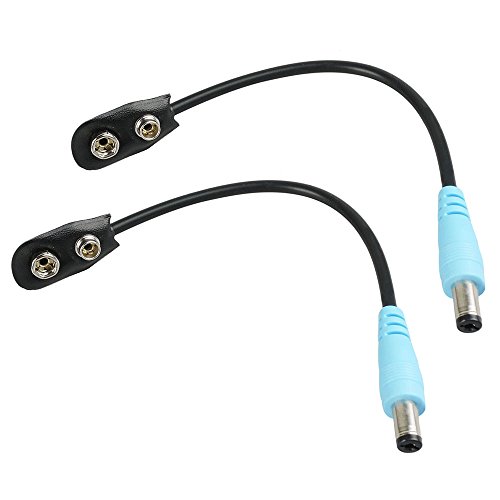 Mr.Power 9V Battery Clip Converter Power Cable Snap Connector 2.1mm 5.5mm Plug for Guitar Effect ...
