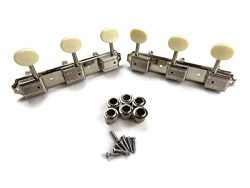 Nickel Wilkinson Vintage Style 3+3 Plate Tuning Pegs Tuner Guitar Cream Buttons