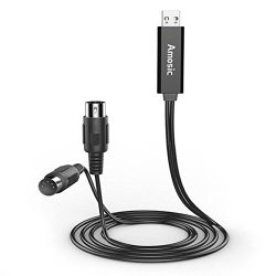 Amosic MIDI Cable to USB IN-OUT, 5 PIN, FTP Processing Chip, Interface Converter E-Keyboard to P ...