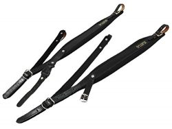 D’Luca DSM-BKLBKV Pro SM Series Genuine Leather Accordion Straps, Black/Black