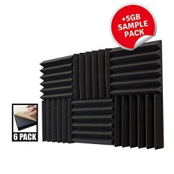 Acoustic Foam Panels Wedge Premium 6 Pack Studio Foam With Self Adhesive and Fire Resistant Tech ...