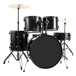 New 5-Piece Full Size Complete Adult Drum Set +Cymbal+Throne Black The Stands For Snare Drum, Hi ...