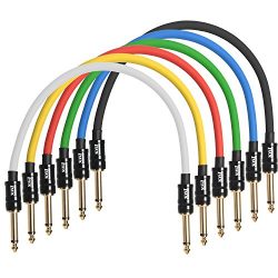 LyxPro 6 Pack Guitar Patch Cables 1.5 feet Shielded cord Instrument mono 1/4″ jack plugs ¼ ...