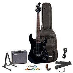 Sawtooth ST-ES-BKB-KIT-3 Black Electric Guitar with Black Pickguard – Includes Accessories ...