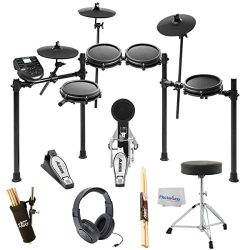 Alesis Nitro Mesh Electronic Drum Kit + Samson SR350 Studio Headphones + On Stage Drum Stick Hol ...