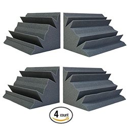 Acoustic Foam Bass Trap Studio Corner Wall 12″ X 7″ X 7″ (4 PACK)