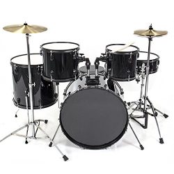 Drum Set 5 PC Complete Adult Set Cymbals Full Size Black New Drum Set