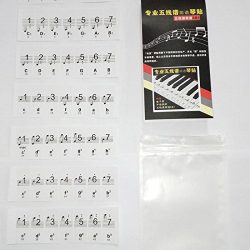 Forfar Electronic Organ Stickers Transparent 61/88Key Universal Piano Stickers Tags Tear Reuse L ...