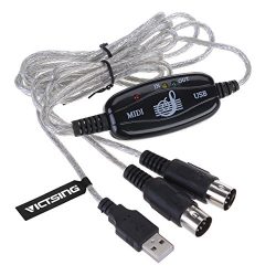 VicTsing USB IN-OUT MIDI Cable Converter PC to Music Keyboard Adapter Cord
