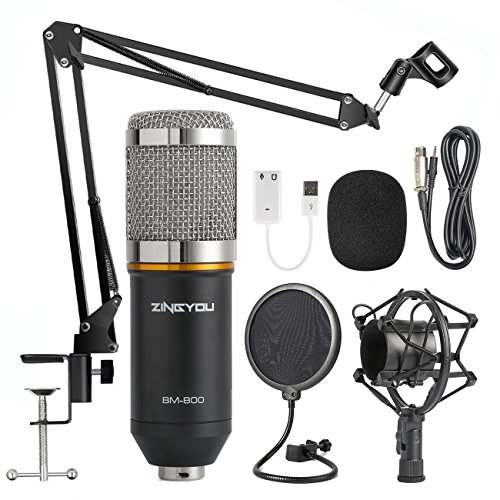 ZINGYOU Condenser Microphone Bundle, BM-800 Mic Kit with Adjustable Mic Suspension Scissor Arm,  ...