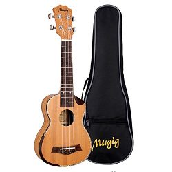 Mugig 21inch Soprano Ukulele Mahogany Body Rosewood Fingerboard Cutaway Design 4 Strings Instrum ...