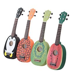 HOT SEAL 21in Cute Pineapple Shape Handmade Carving Dapper Beginners Concerts Ukuleles Uke (Kiwi)