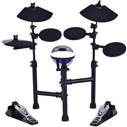 Costzon Electronic Drum Set with 7.5″ Snare, 7.5″ Toms, 10″ Cymbal, Drum Stick ...