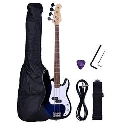 Polar Aurora NEW Full Size 4 Strings Blue Electric Bass Guitar+ Amp Cord+ Gigbag