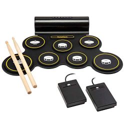 Ivation Portable Electronic Drum Pad – Built-In Speaker (DC Powered) – Digital Roll- ...