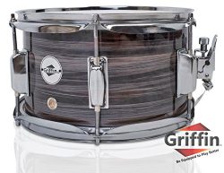 Popcorn Snare Drum by Griffin | Firecracker 10″ x 6″ Poplar Shell with Zebra Wood PV ...