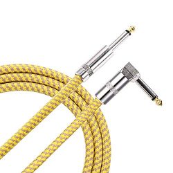 15 ft Guitar Cable Right Angle 1/4 Inch Premium Instrument Bass Cable AMP Cord to Straight for E ...