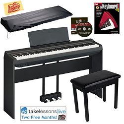 Yamaha P-125 Digital Piano – Black Bundle with Yamaha L-125 Stand, LP-1 Pedal, Furniture B ...