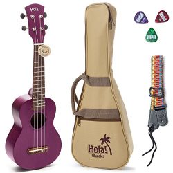 Hola! Music HM-121PP+ Deluxe Mahogany Soprano Ukulele Bundle with Aquila Strings, Padded Gig Bag ...