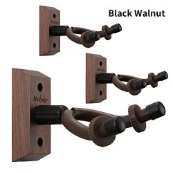 3 Pack Guitar Wall Mount, Neboic Hard Wood Guitar Wall Hanger, Black Walnut Guitar Hook, Guitar  ...