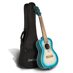 SANDONA Acoustic Electric Concert Ukulele 24 Inch Kit eUKC-141 | Spruce Solid Wood | Under-Saddl ...