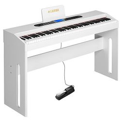 LAGRIMA White Digital Piano, 88 Keys Electric Piano Keyboard for Beginner/Adults W/Music Stand+D ...