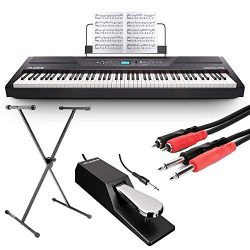 Alesis Recital Pro 88-Key Digital Piano with Hammer-Action Keys + On Stage Keyboard Stand + Pian ...