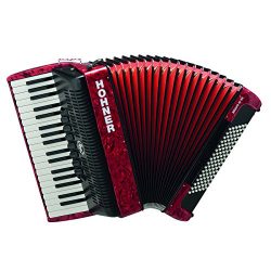 Hohner Piano Accordion Bravo III 96, Pearl Red, with Gig Bag & Straps