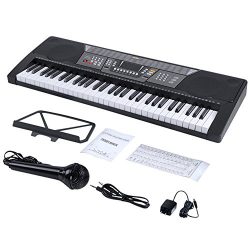 ADM 61 Key Electronic Keyboard Piano Beginner SuperKit with Microphone, Keyboard Sticker, Power  ...