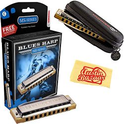 Hohner Accordions 532 Blues Harp MS Harmonica – Key of C Bundle with Carrying Case, Polish ...