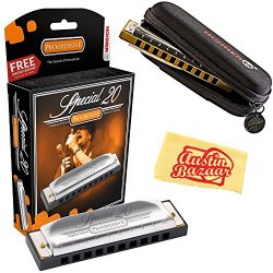 Hohner 560 Special 20 Harmonica – Key of G Bundle with Carrying Case and Polishing Cloth