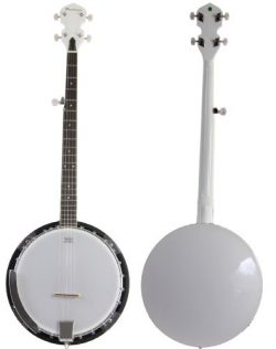 Jameson Guitars White Jameson 5 String Banjo with Closed Back and Geared 5th Tuner (BJ005 WHT)