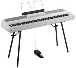 Korg SP280WH 88 Key Digital Piano with Stand and Pedal – White