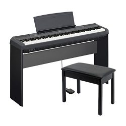 Yamaha P-115 88-Key Weighted Action Digital Piano Black with Wood Stand and Bench