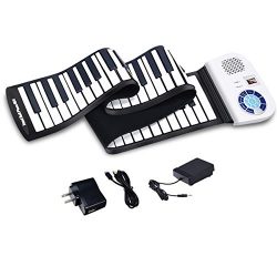 HONEY JOY Roll Up Piano, Electronic Piano Keyboard, Portable Rechargeable Silicon Piano w/Foot P ...