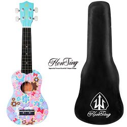 Honsing soprano ukulele cookie tattoo ukulele for beginner with padded gig bag