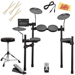Yamaha DTX402K Electronic Drum Set Bundle with Drum Throne, Drum Sticks, Aux Cable, and Austin B ...