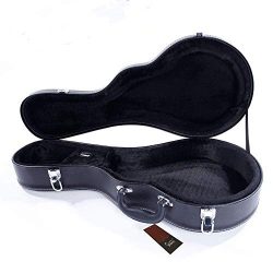 Glarry F-Style Microgroove Mandolin Hard shell Case Deluxe Leather Wood Mandolin Case