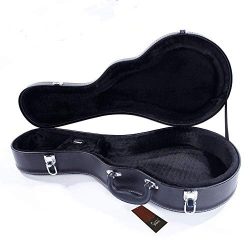 Glarry F-Style Microgroove Mandolin Hard shell Case Deluxe Leather Wood Mandolin Case