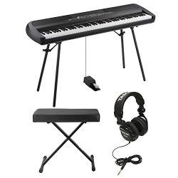 Korg SP280BK 88 Weighted Key Digital Piano with Stand includes Knox Bench and Headphones