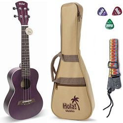 Concert Ukulele Bundle, Deluxe Series by Hola! Music (Model HM-124PP+), Bundle Includes: 24 Inch ...